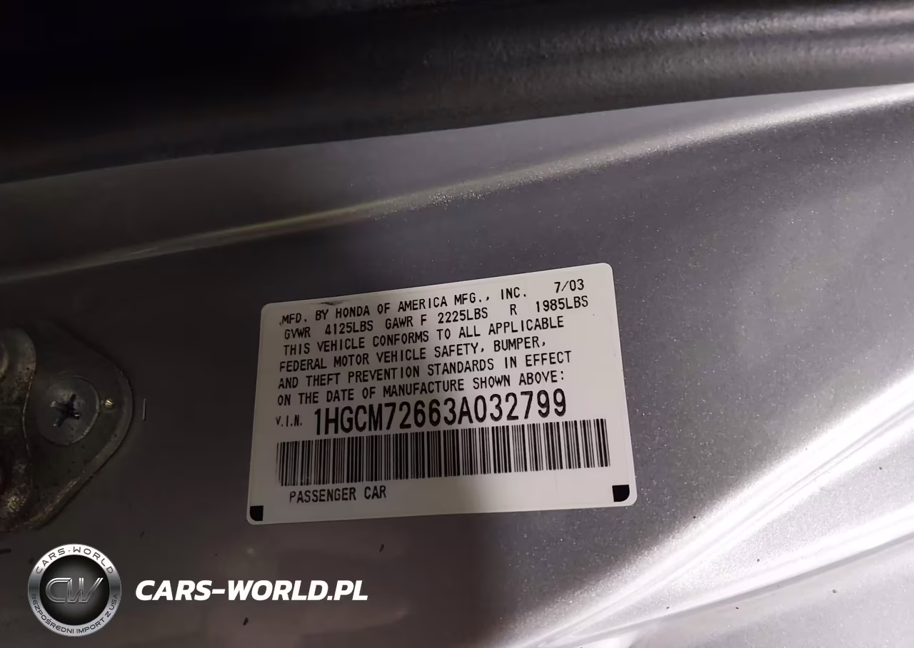 2003 Honda Accord 2.4 Ex VIN:1HGCM72663A032799 - 9
