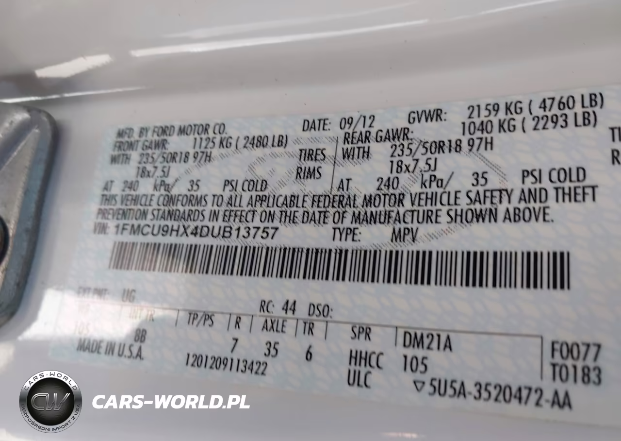 2013 Ford Escape Sel VIN:1FMCU9HX4DUB13757 - 9