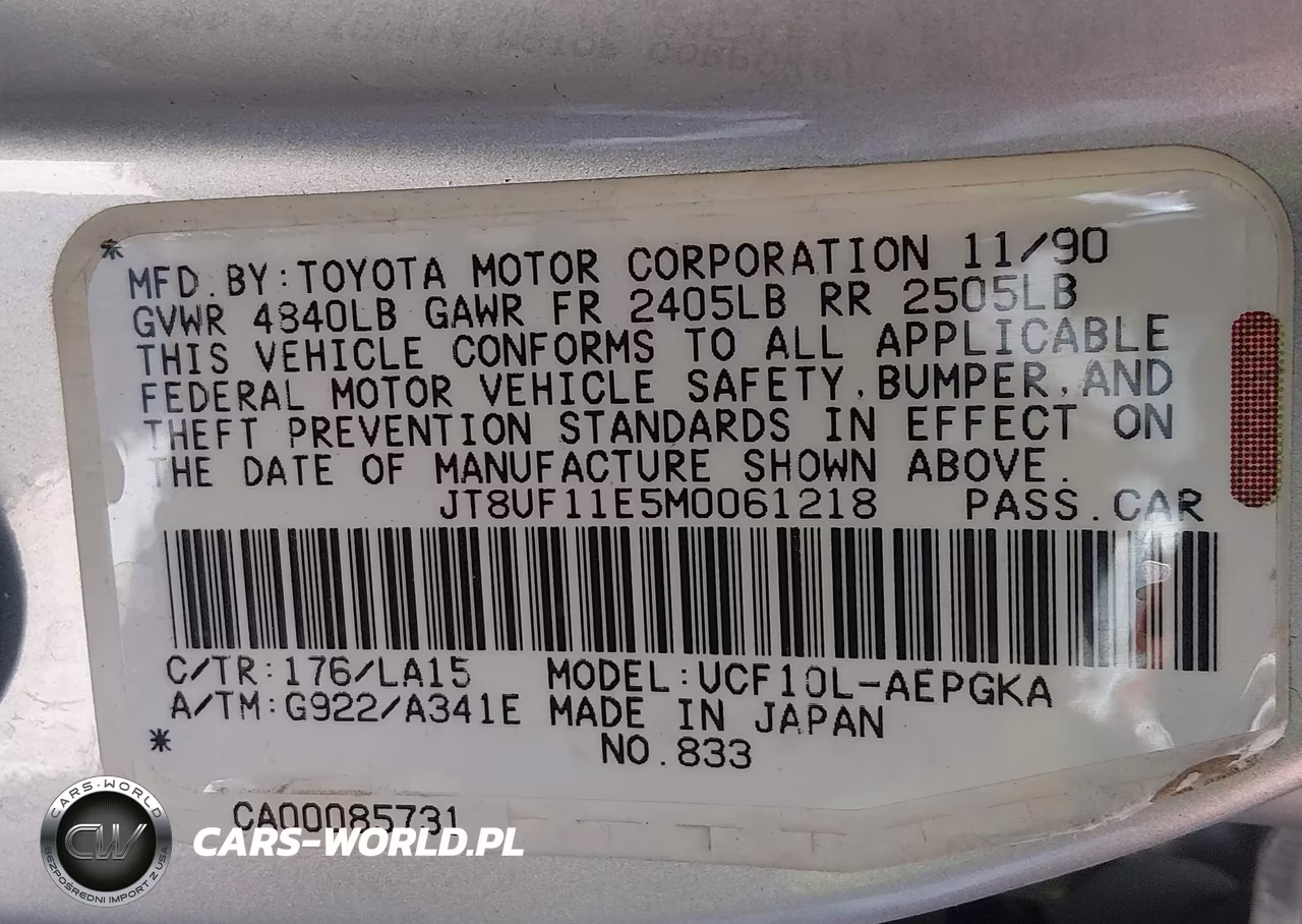 1991 Lexus Ls 400 VIN:JT8UF11E5M0061218 - 9