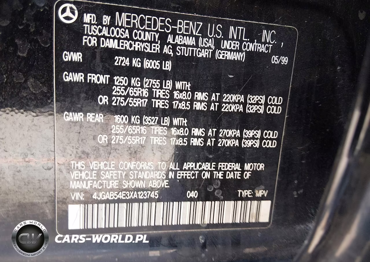 1999 Mercedes-Benz Ml 320 VIN:4JGAB54E3XA123745 - 9