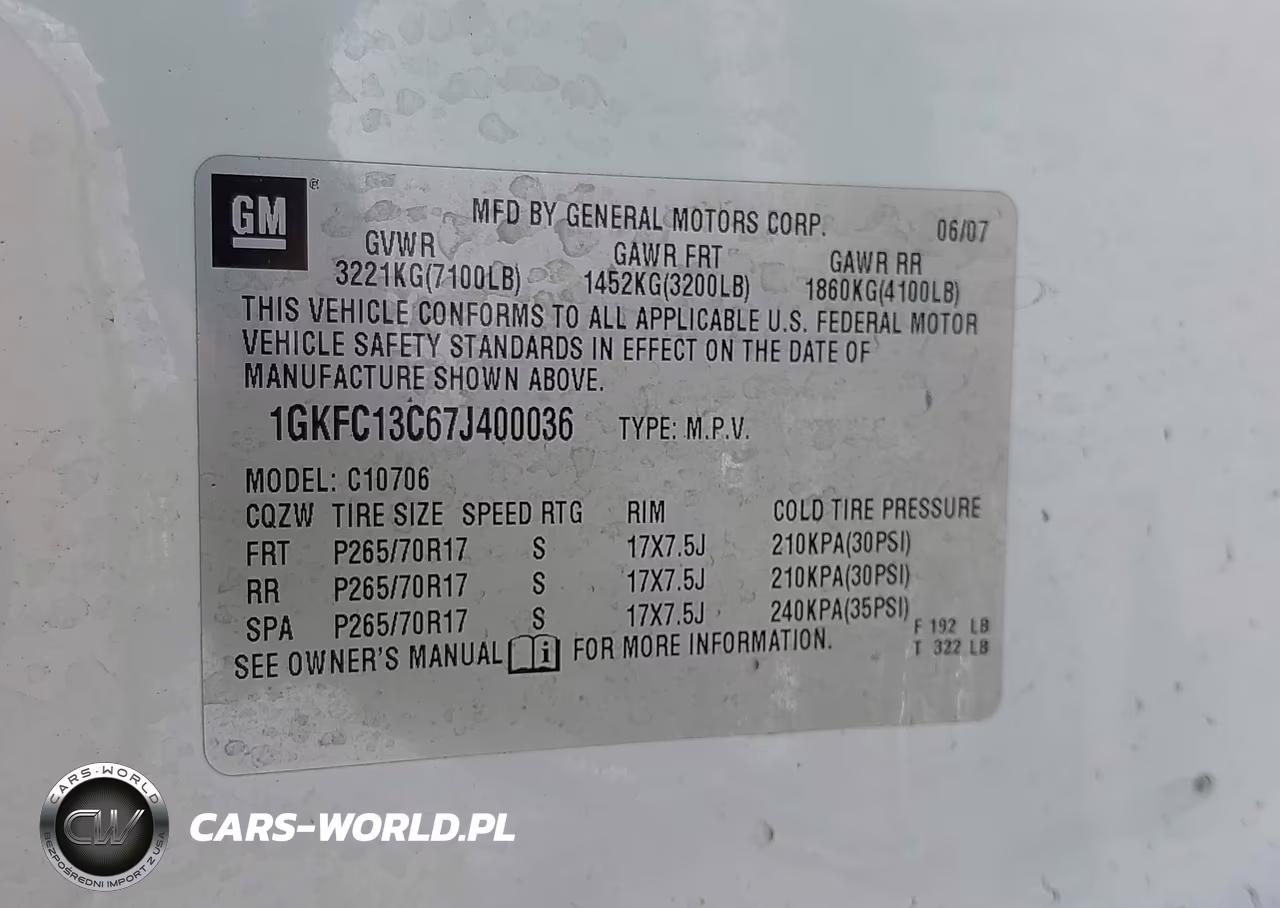 2007 GMC Yukon Sle VIN:1GKFC13C67J400036 - 9