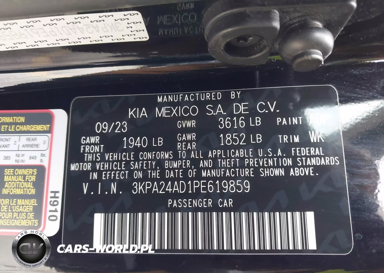 2023 Kia Rio Lx VIN:3KPA24AD1PE619859 - 9