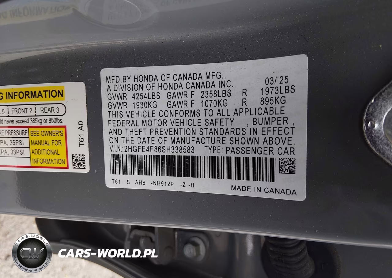 2025 Honda Civic Hybrid Sport-Sport Touring VIN:2HGFE4F86SH338583 - 9