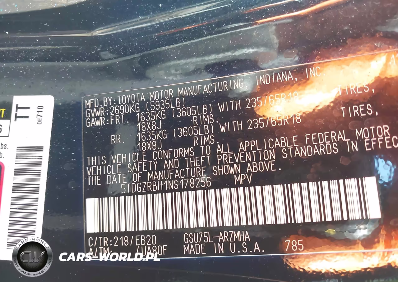 2022 Toyota Highlander Xle VIN:5TDGZRBH1NS178256 - 9
