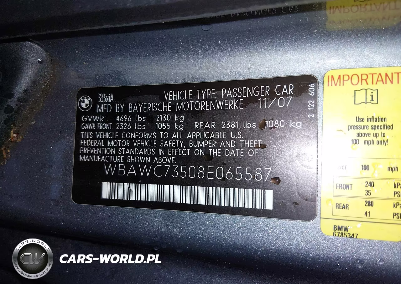 2008 BMW 335Xi VIN:WBAWC73508E065587 - 9
