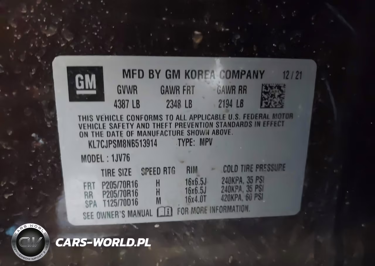 2022 Chevrolet Trax Awd Lt VIN:KL7CJPSM8NB513914 - 9