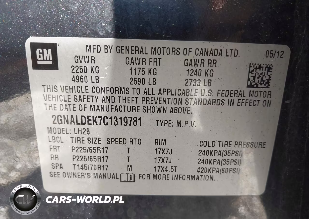 2012 Chevrolet Equinox 1Lt VIN:2GNALDEK7C1319781 - 9