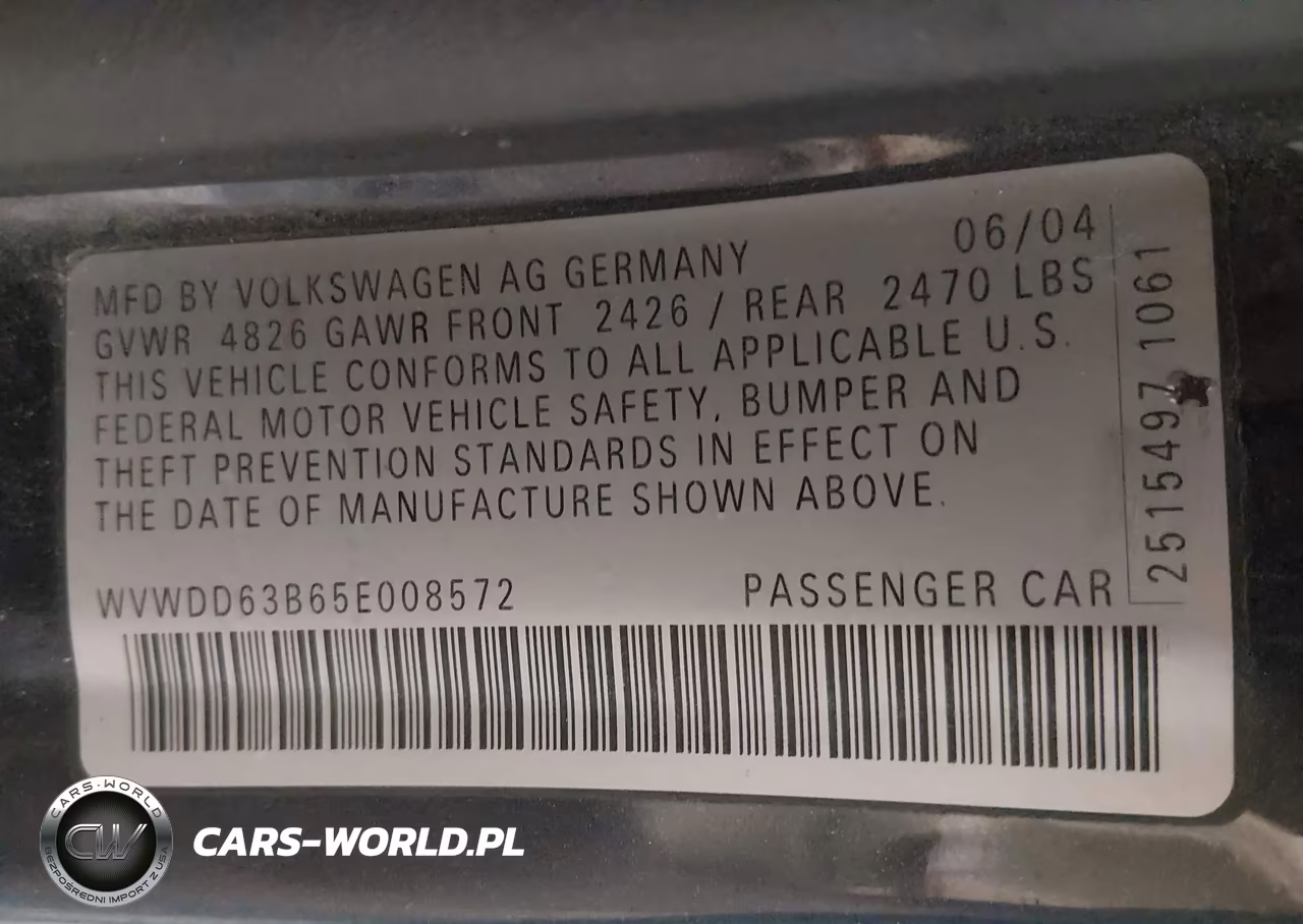 2005 Volkswagen Passat Gls VIN:WVWDD63B65E008572 - 9