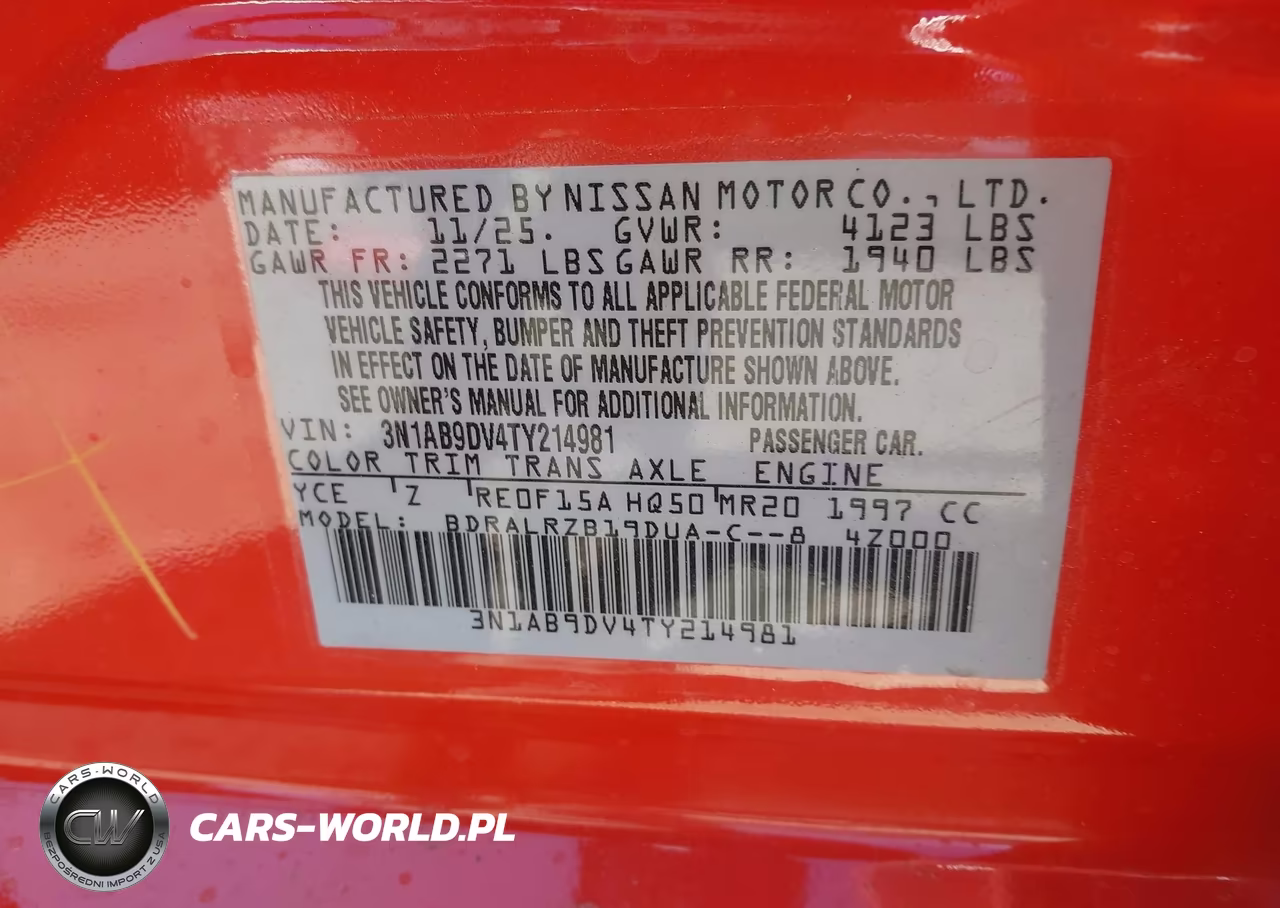 2026 Nissan Sentra Sr VIN:3N1AB9DV4TY214981 - 9