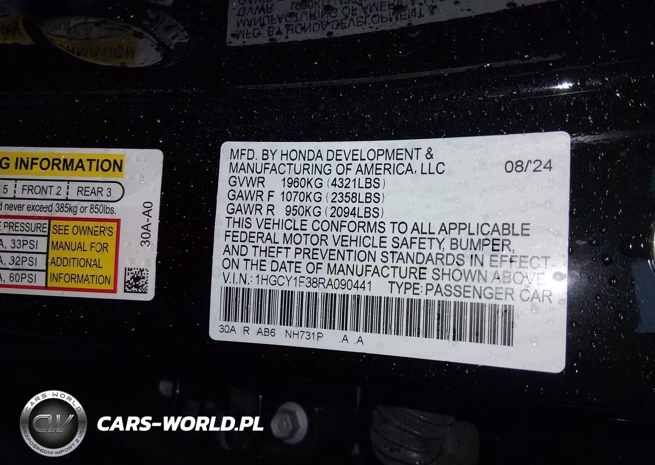 2024 Honda Accord Ex VIN:1HGCY1F38RA090441 - 9