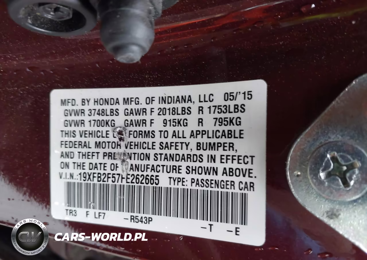 2015 Honda Civic Lx VIN:19XFB2F57FE262665 - 9