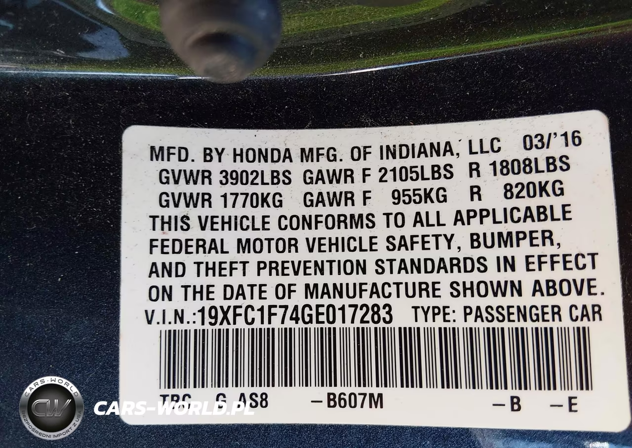 2016 Honda Civic Ex-L VIN:19XFC1F74GE017283 - 9