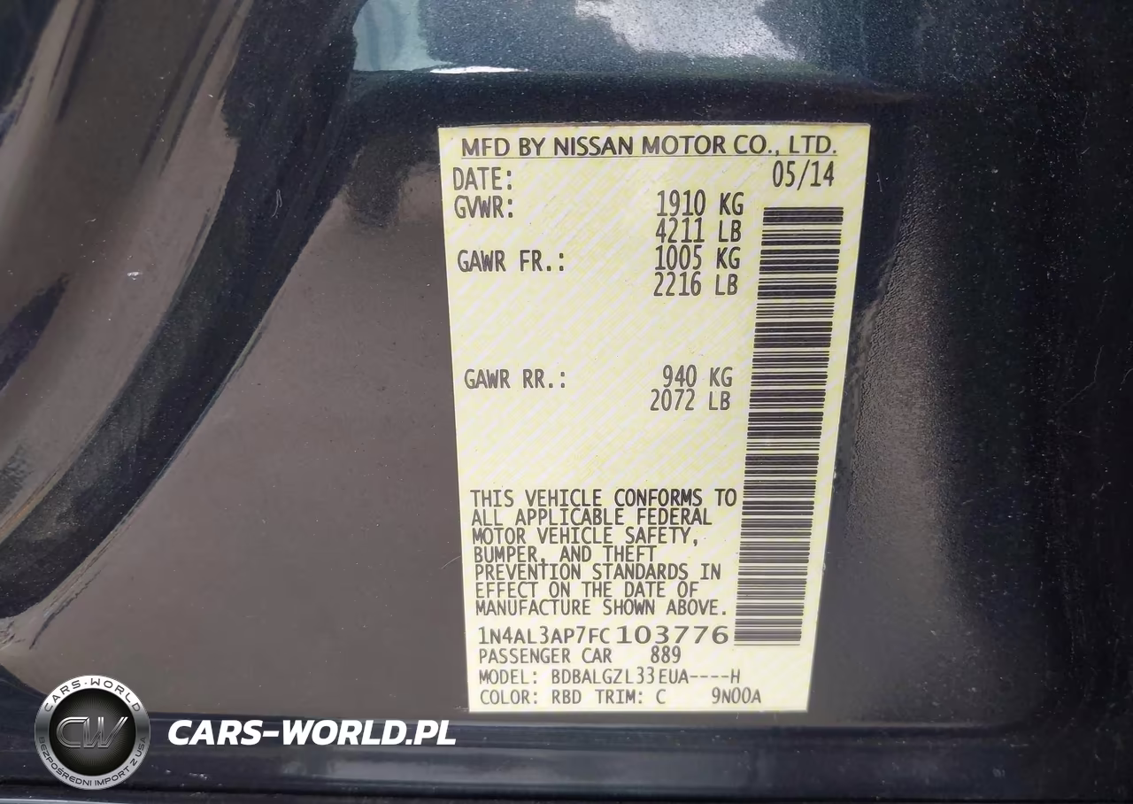 2015 Nissan Altima 2.5 S VIN:1N4AL3AP7FC103776 - 9