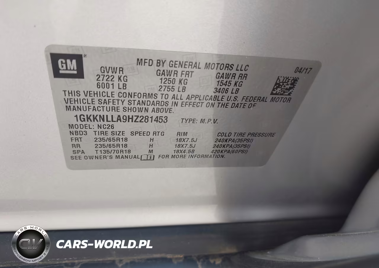 2017 GMC Acadia Sle-2 VIN:1GKKNLLA9HZ281453 - 9