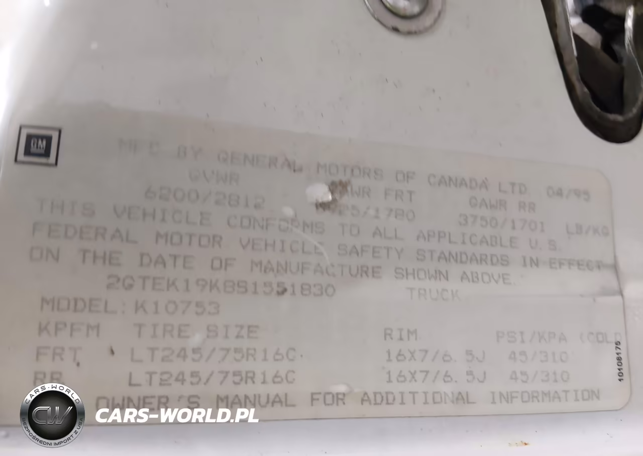 1995 GMC Sierra K1500 VIN:2GTEK19K8S1551830 - 9