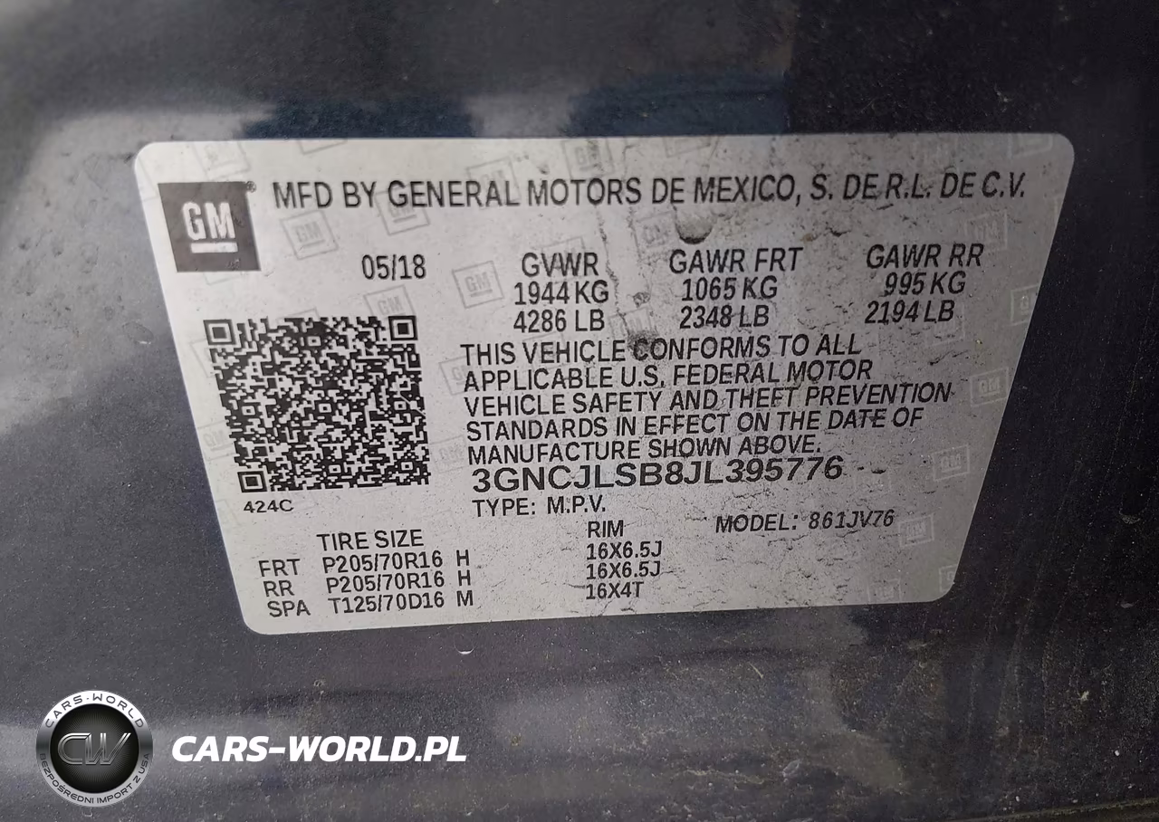 2018 Chevrolet Trax Lt VIN:3GNCJLSB8JL395776 - 9