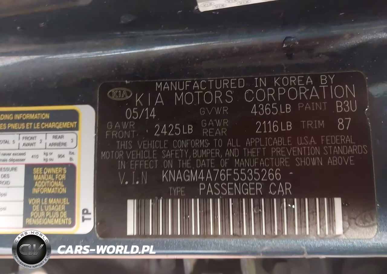 2015 Kia Optima Lx VIN:KNAGM4A76F5535266 - 9