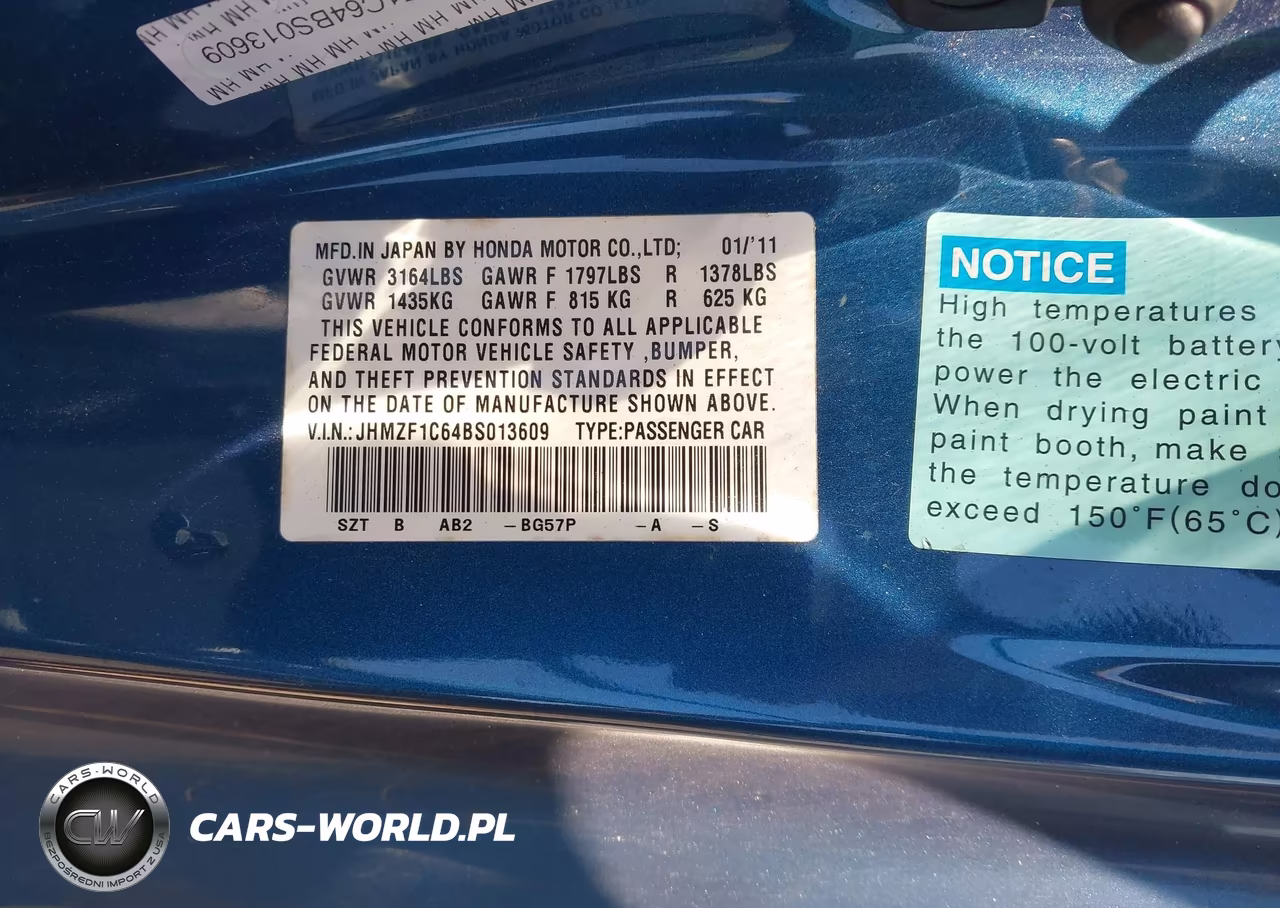 2011 Honda Cr-Z Ex VIN:JHMZF1C64BS013609 - 9