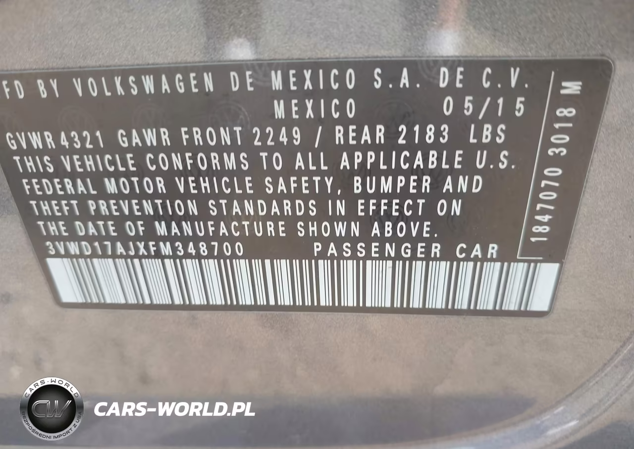 2015 Volkswagen Jetta 1.8T Sport VIN:3VWD17AJXFM348700 - 9