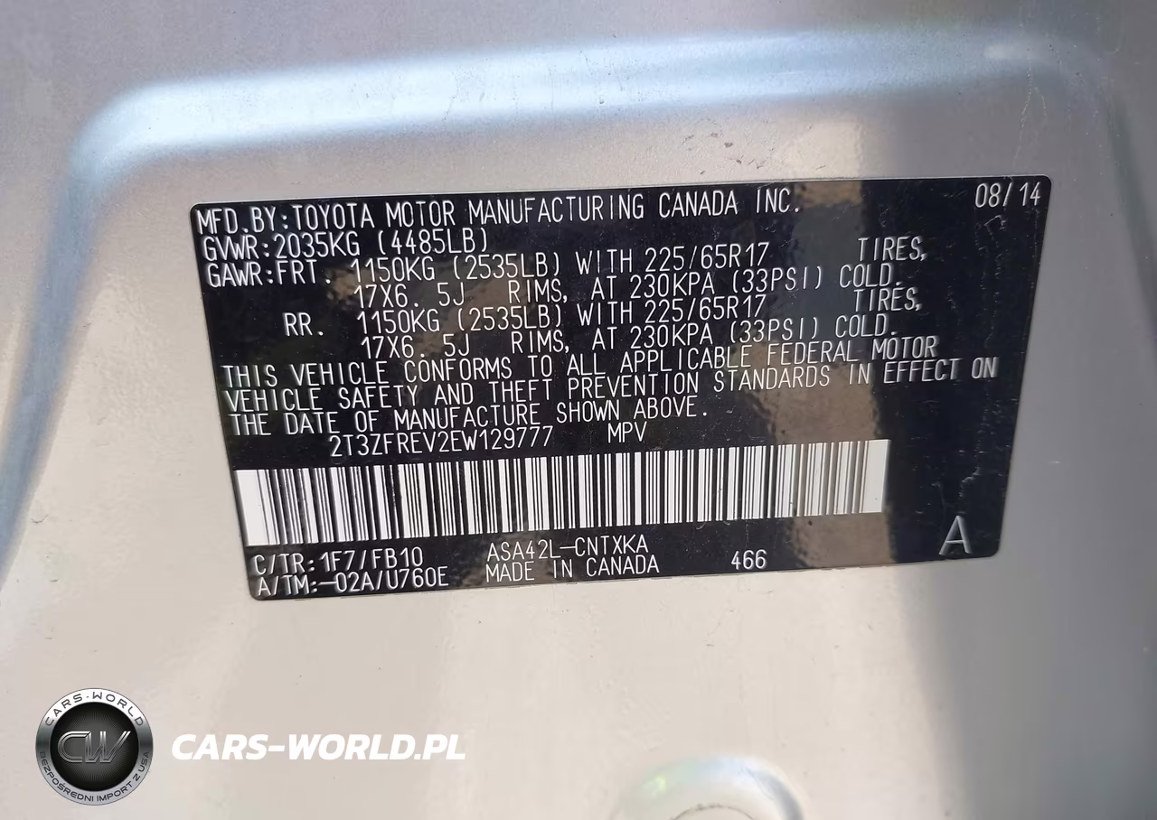 2014 Toyota Rav4 Le VIN:2T3ZFREV2EW129777 - 9