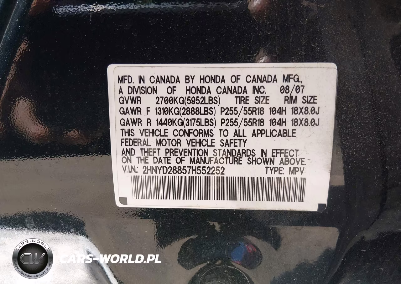 2007 Acura Mdx Sport Package VIN:2HNYD28857H552252 - 9