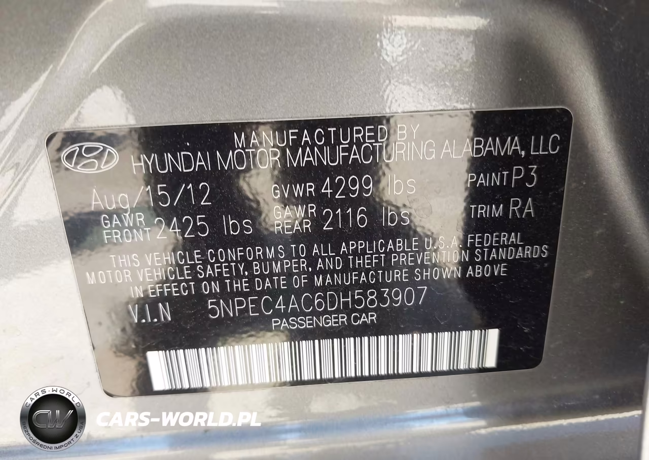 2013 Hyundai Sonata Limited VIN:5NPEC4AC6DH583907 - 9