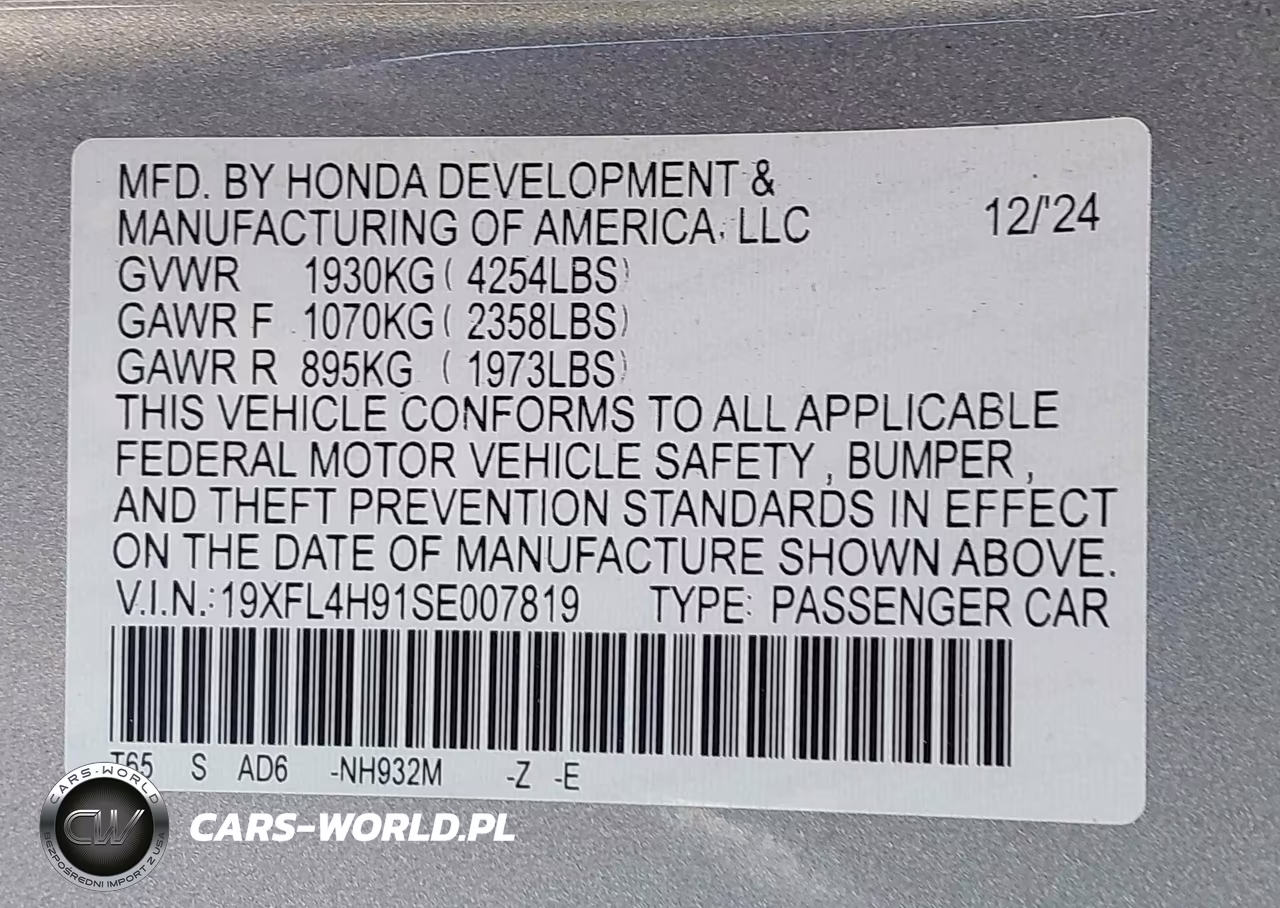 2025 Honda Civic Hybrid Sport Touring VIN:19XFL4H91SE007819 - 9