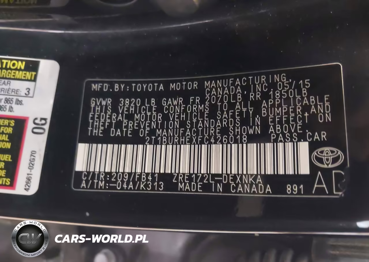 2015 Toyota Corolla Le VIN:2T1BURHEXFC426018 - 9