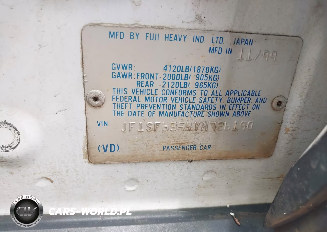 2000 Subaru Forester L VIN:JF1SF6354YH726190 - 9