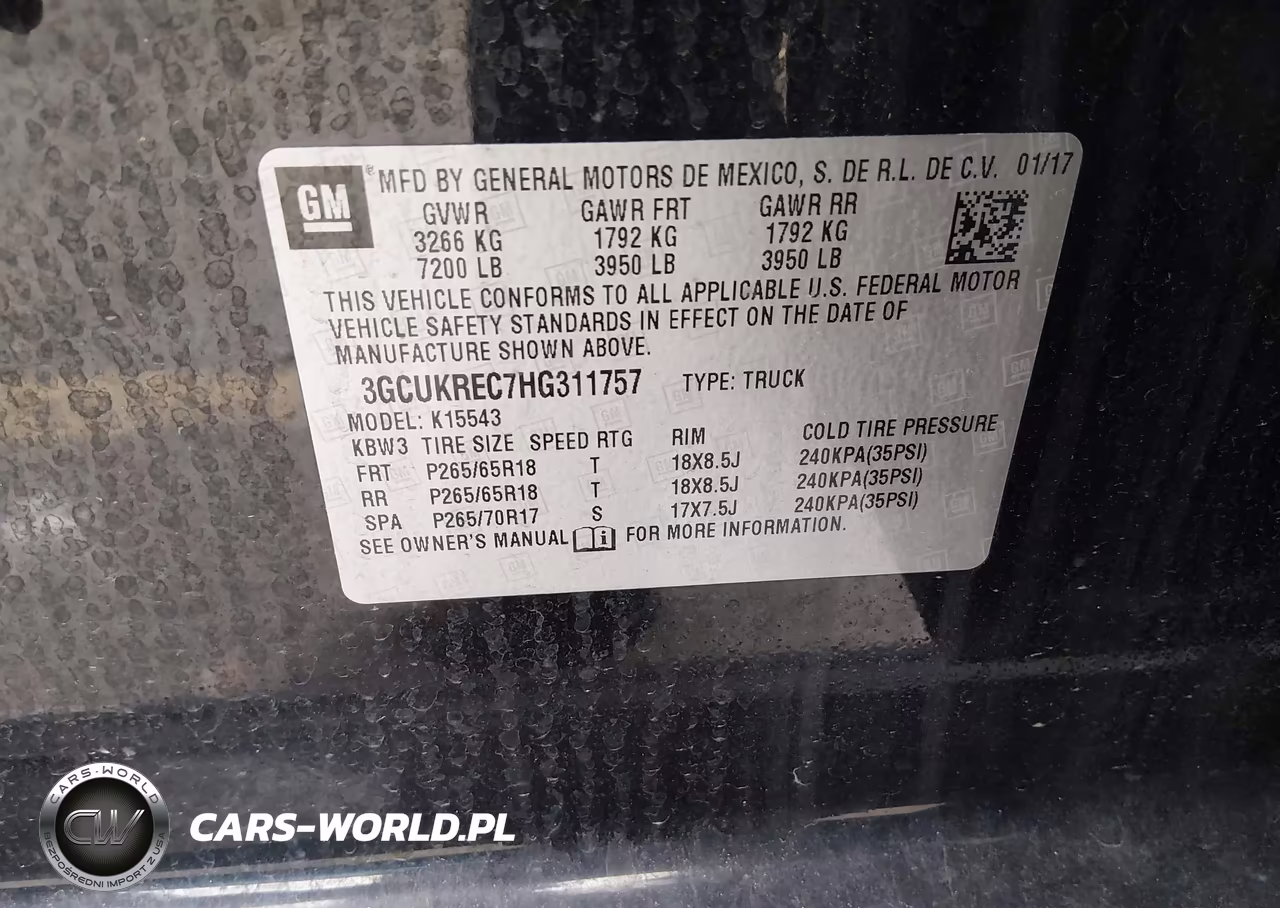 2017 Chevrolet Silverado 1500 2Lt VIN:3GCUKREC7HG311757 - 9