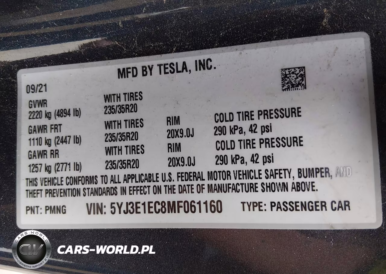 2021 Tesla Model 3 Performance Dual Motor All-Wheel Drive VIN:5YJ3E1EC8MF061160 - 9