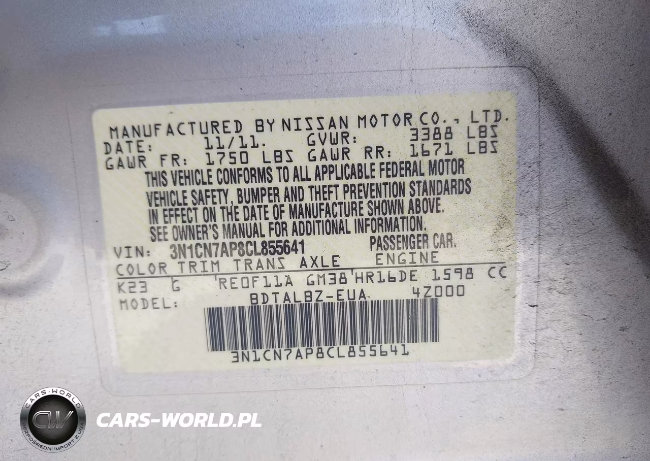 2012 Nissan Versa 1.6 Sv VIN:3N1CN7AP8CL855641 - 9