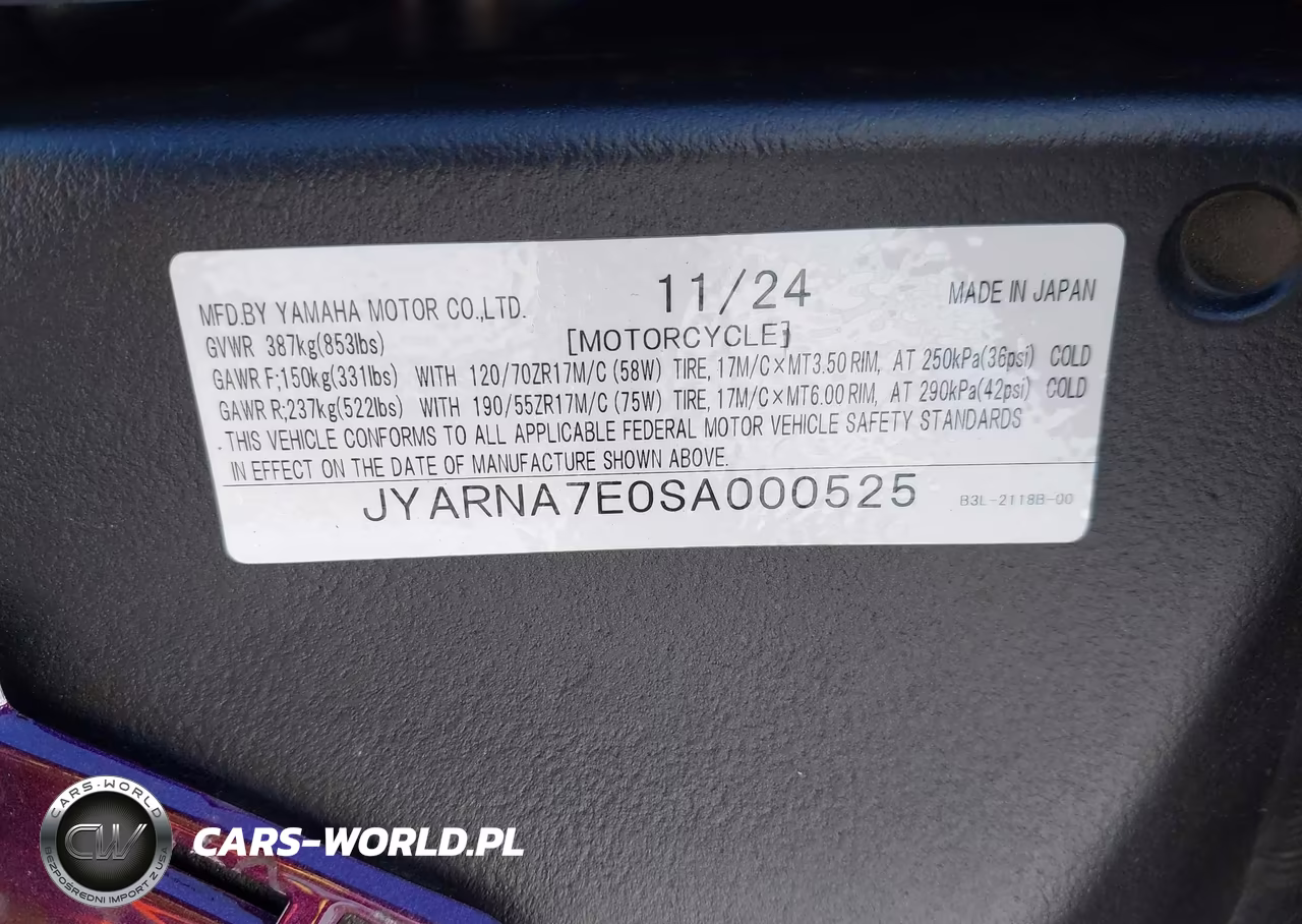 2025 Yamaha Yzf1000 VIN:JYARNA7E0SA000525 - 10