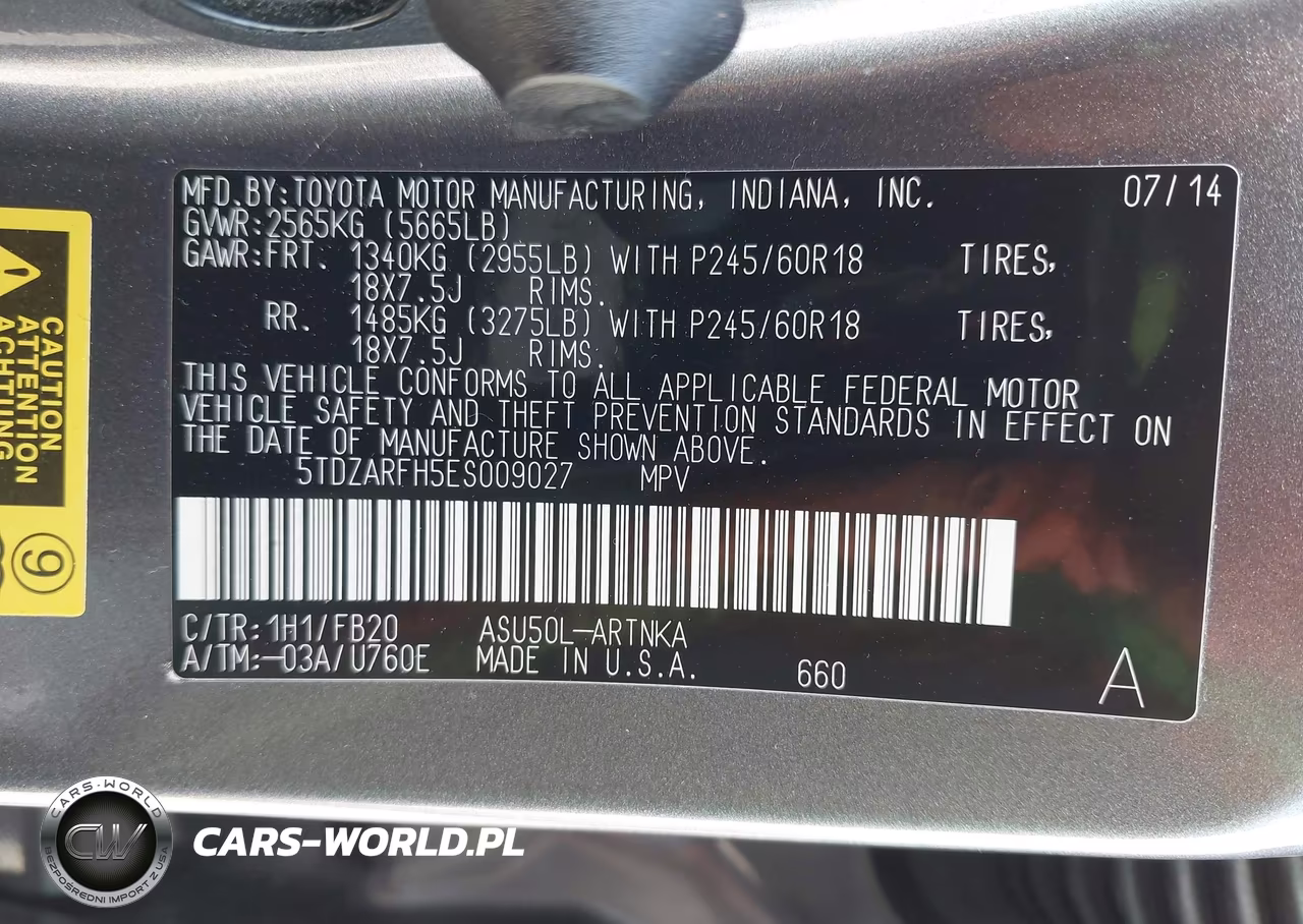 2014 Toyota Highlander Le VIN:5TDZARFH5ES009027 - 9