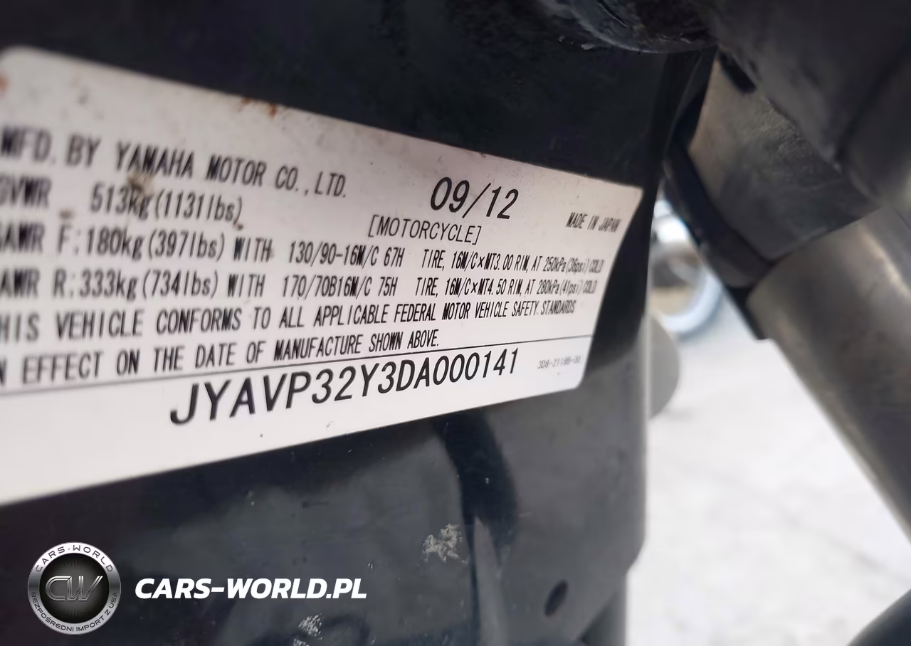 2013 Yamaha Xvs1300 Ctc-Cfd VIN:JYAVP32Y3DA000141 - 10
