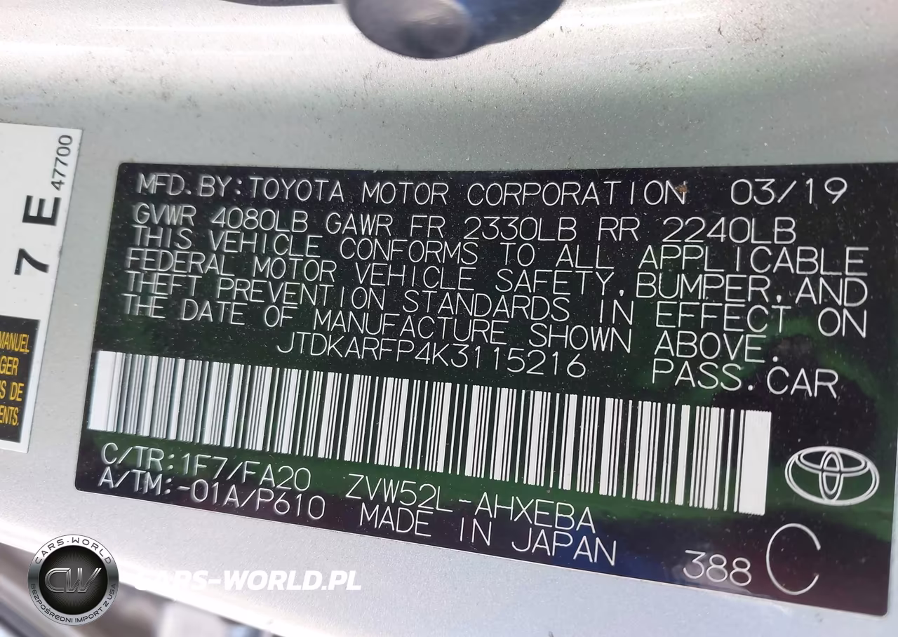 2019 Toyota Prius Prime Plus VIN:JTDKARFP4K3115216 - 9