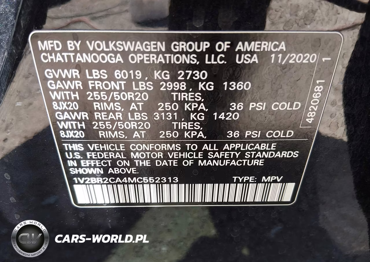 2021 Volkswagen Atlas 3.6L V6 Sel VIN:1V2BR2CA4MC552313 - 9