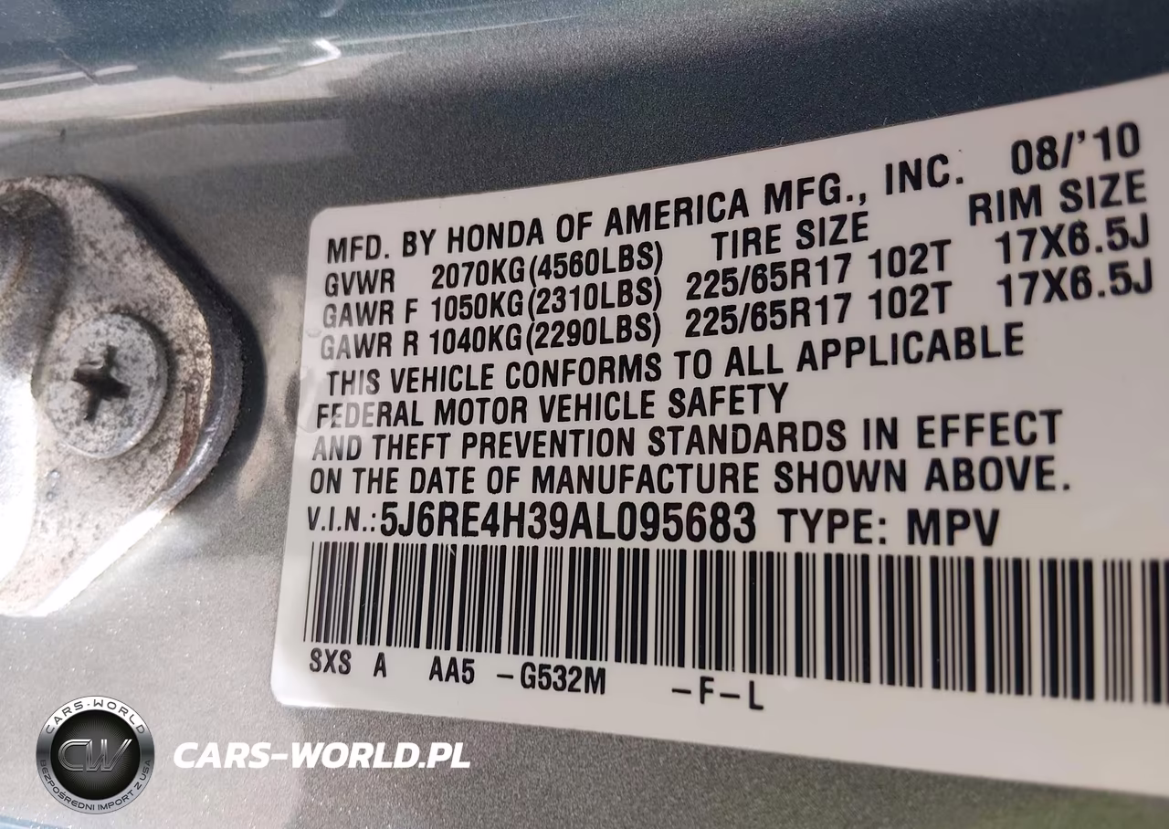 2010 Honda Cr-V Lx VIN:5J6RE4H39AL095683 - 9