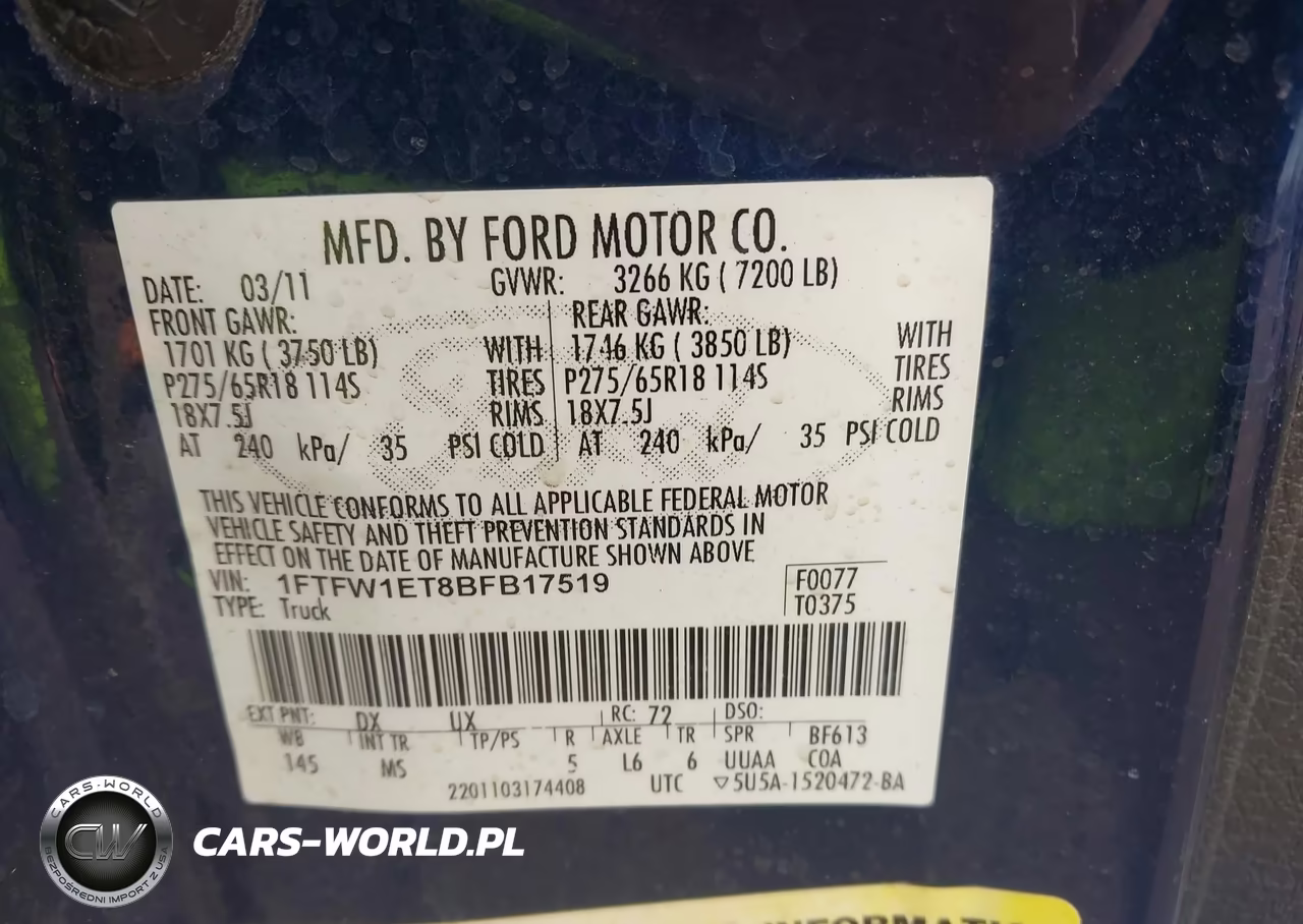 2011 Ford F-150 Xlt VIN:1FTFW1ET8BFB17519 - 9