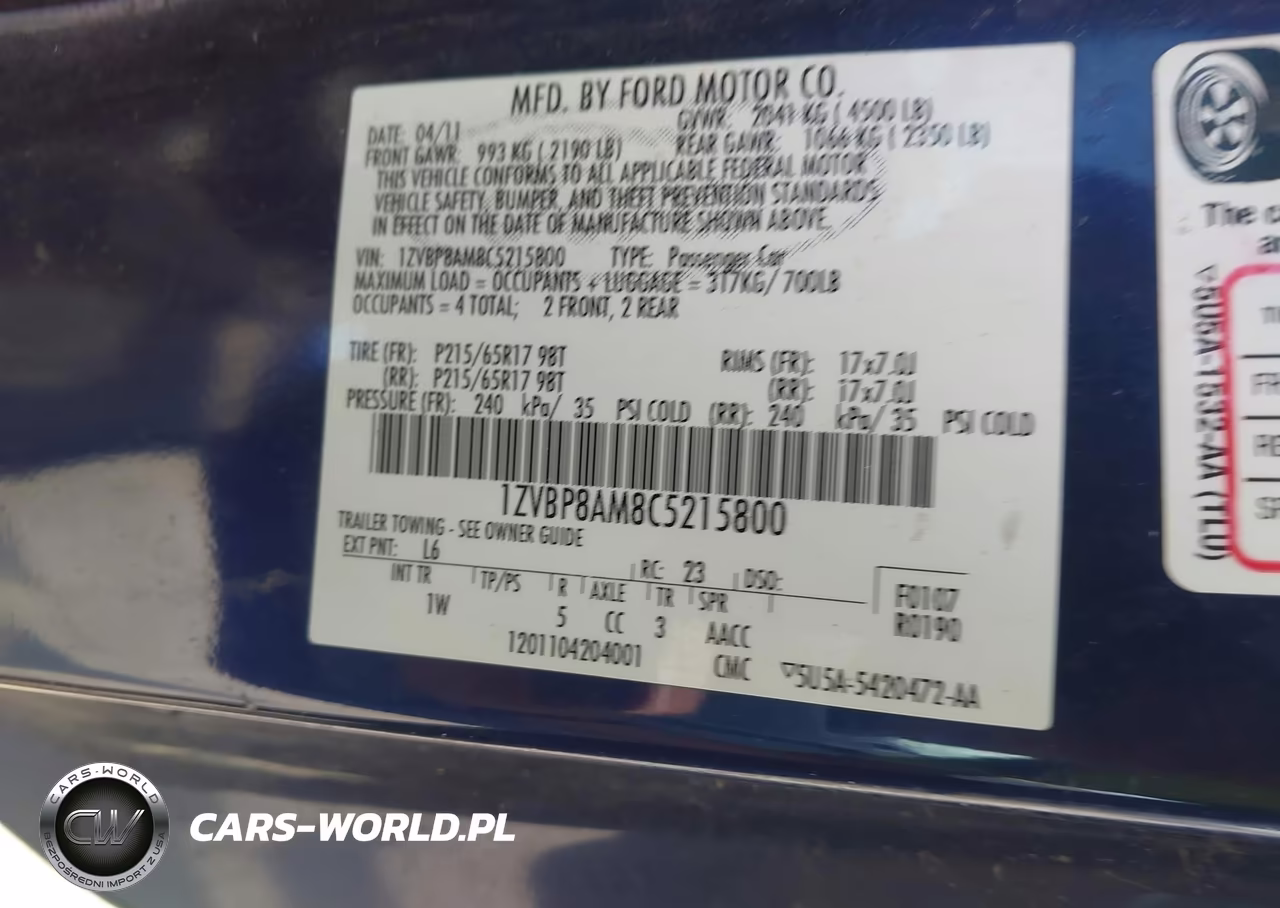 2012 Ford Mustang V6 VIN:1ZVBP8AM8C5215800 - 9