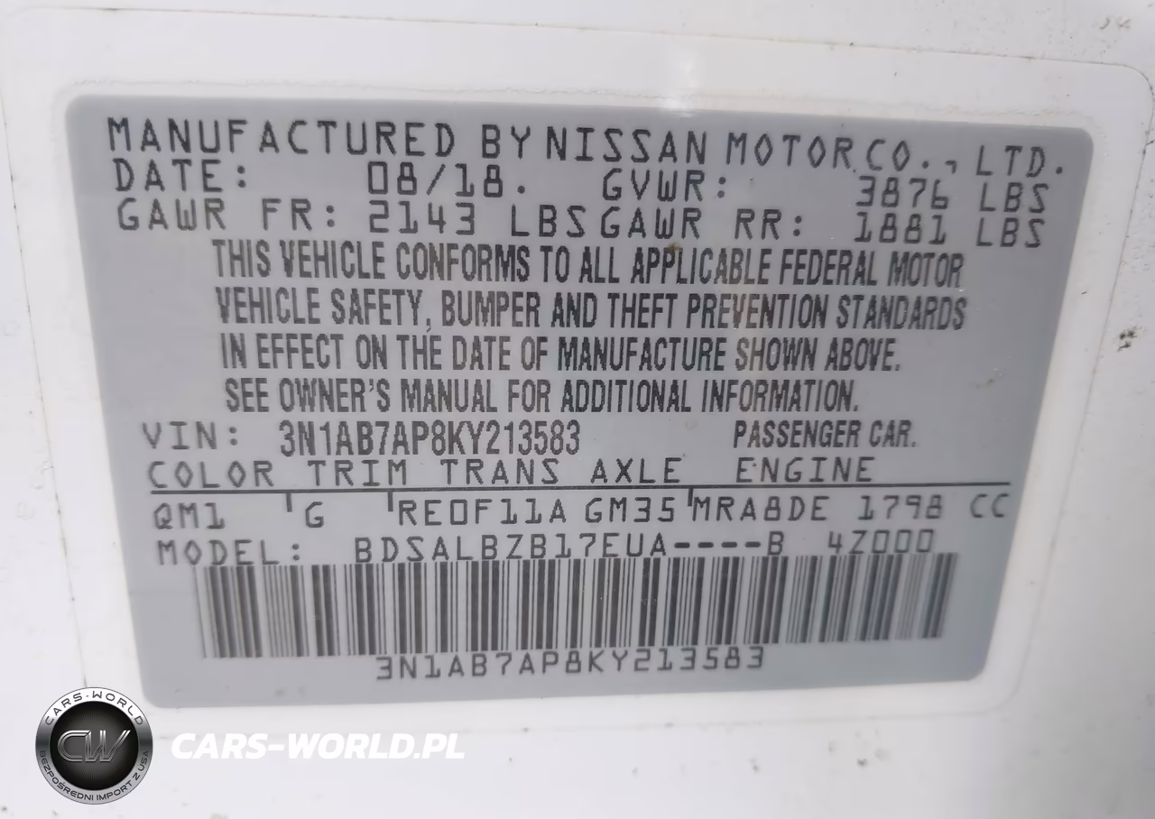 2019 Nissan Sentra S VIN:3N1AB7AP8KY213583 - 9