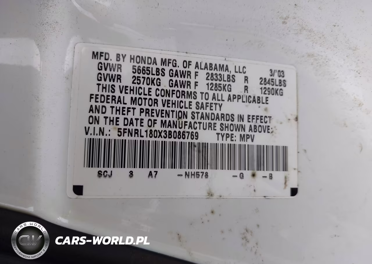 2003 Honda Odyssey Ex-L VIN:5FNRL180X3B086769 - 9