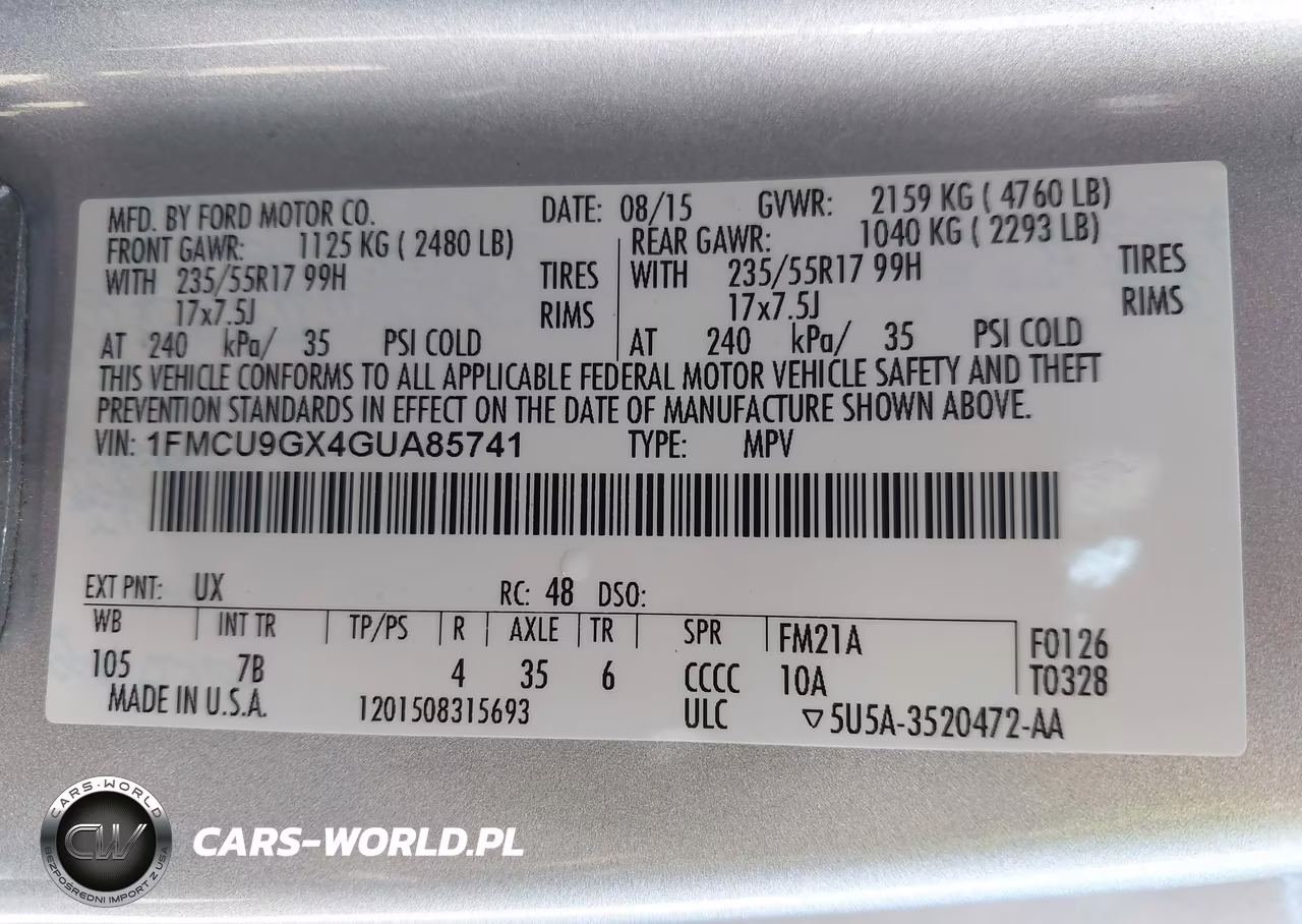 2016 Ford Escape Se VIN:1FMCU9GX4GUA85741 - 9