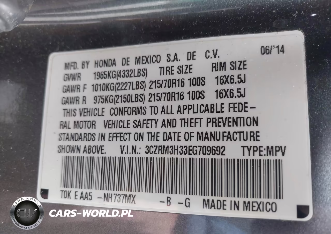 2014 Honda Cr-V Lx VIN:3CZRM3H33EG709692 - 9