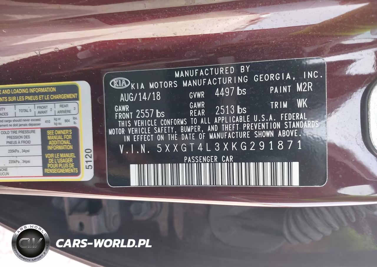 2019 Kia Optima Lx VIN:5XXGT4L3XKG291871 - 9