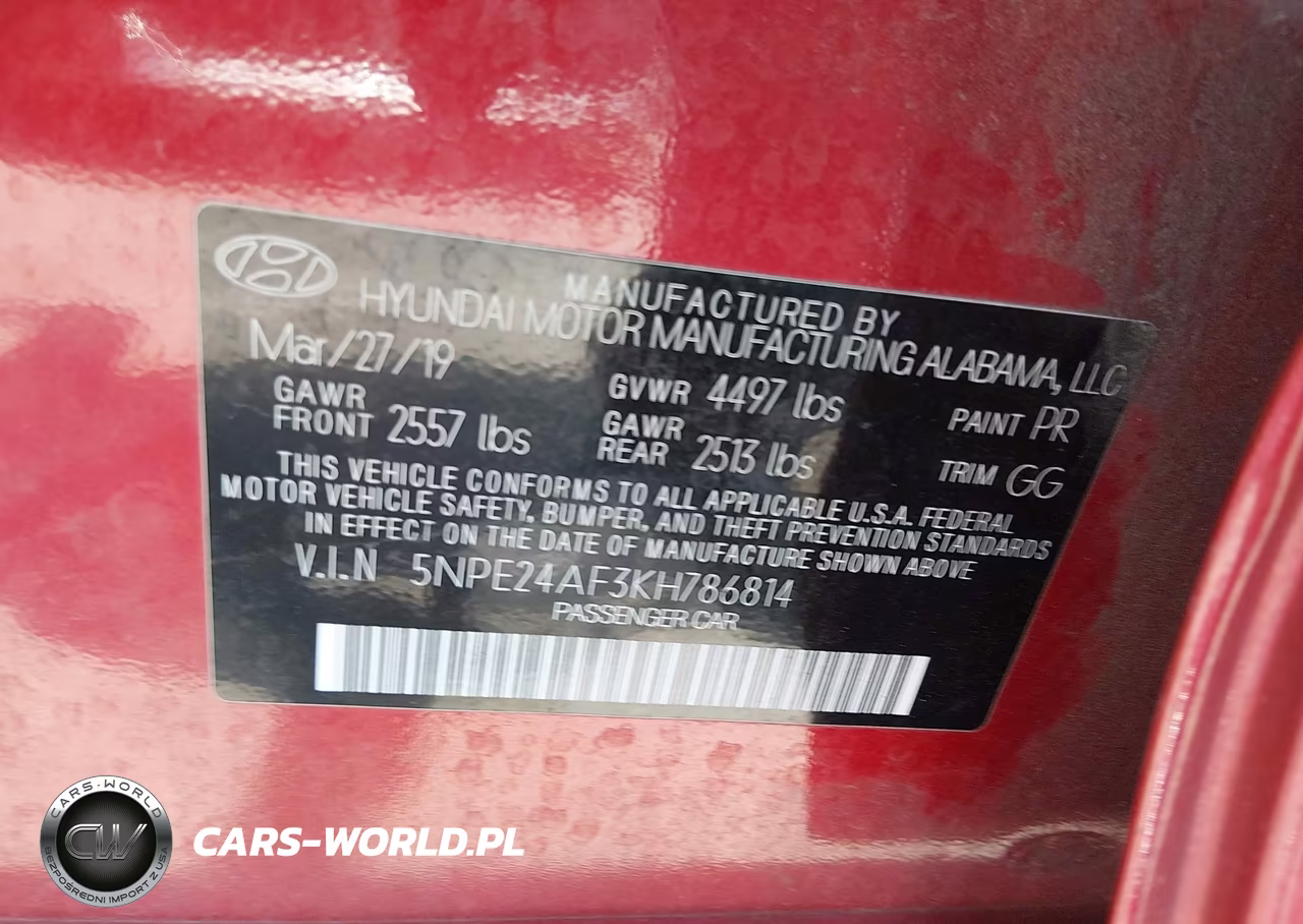 2019 Hyundai Sonata Se VIN:5NPE24AF3KH786814 - 9