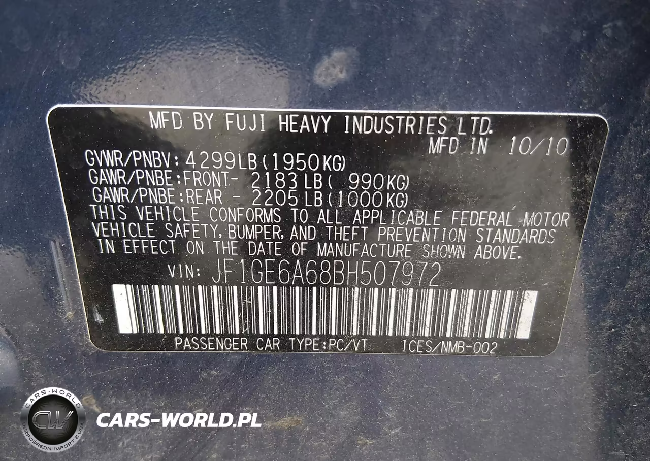 2011 Subaru Impreza 2.5I VIN:JF1GE6A68BH507972 - 9