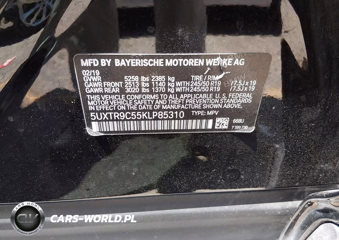 2019 BMW X3 xDrive30I VIN:5UXTR9C55KLP85310 - 9