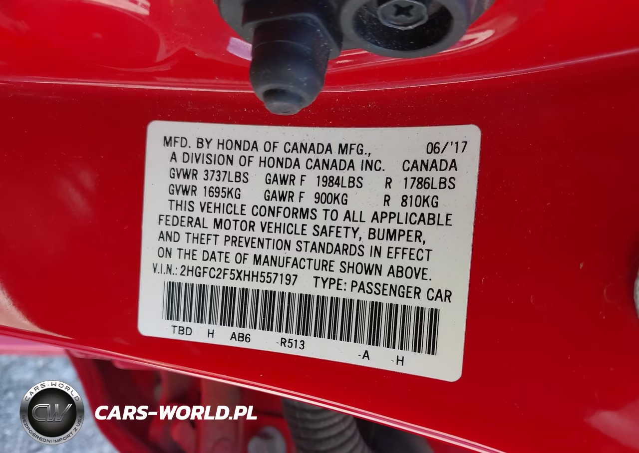 2017 Honda Civic Lx VIN:2HGFC2F5XHH557197 - 9