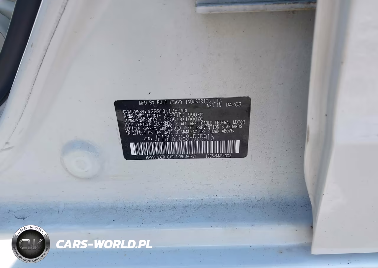 2008 Subaru Impreza (Natl) I W-Premium Pkg VIN:JF1GE61688H525915 - 9